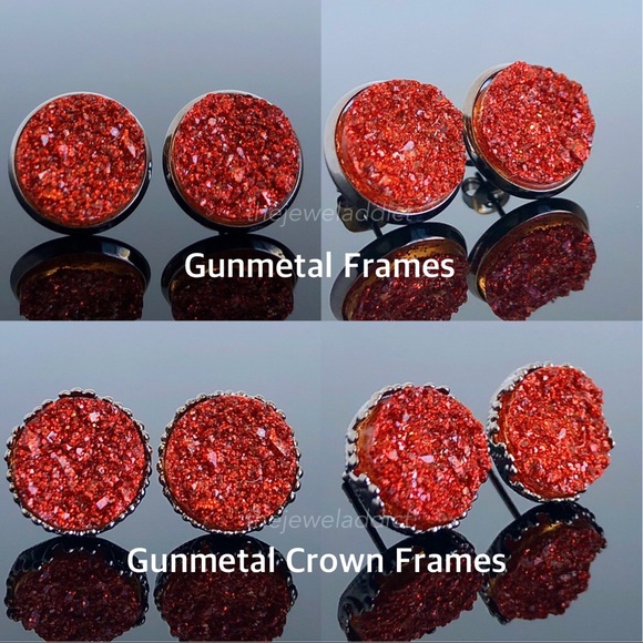 3/$15🎀red titanium glitter faux druzy studs - Picture 5 of 9